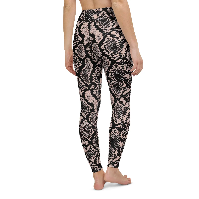Bargain Alert Dusty Pink and Black Snakeskin Yoga Leggings