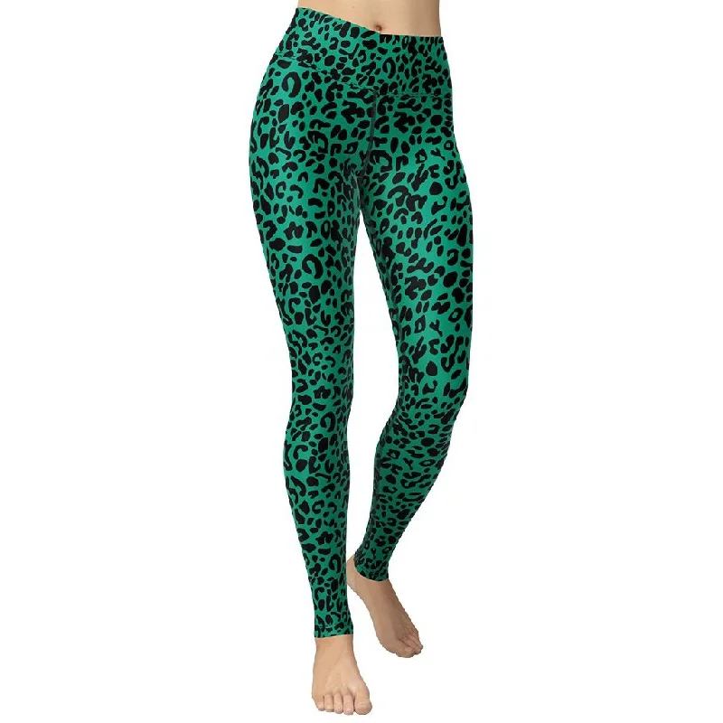 Unwind with Weekend Discounts Emerald Green Leopard Yoga Leggings