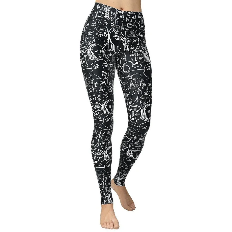 Weekend Savings Spectacular Face Drawings Yoga Leggings