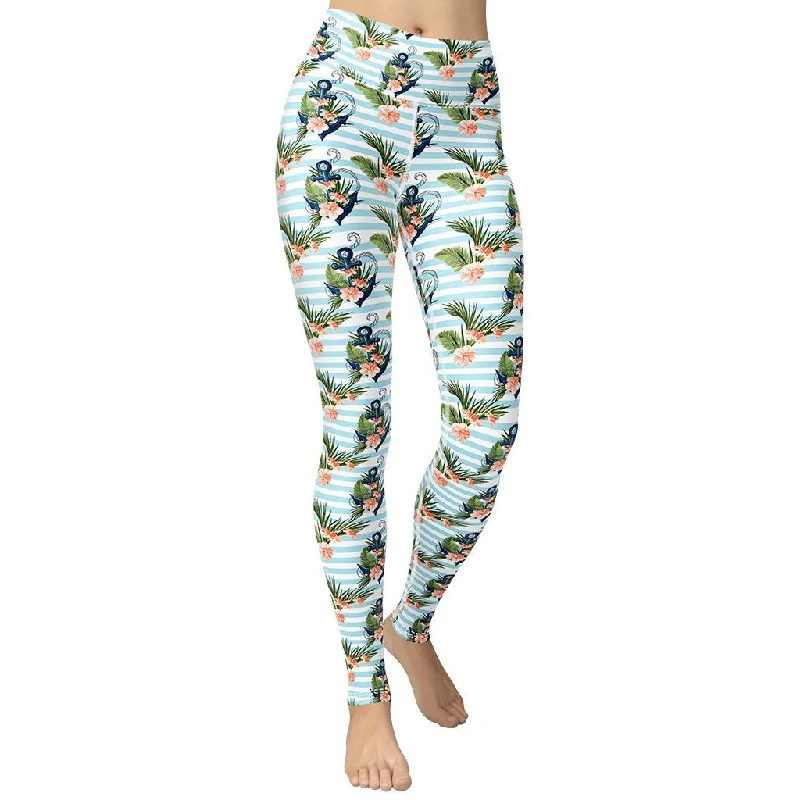 Weekend Specials Just for You Floral Anchor Yoga Leggings