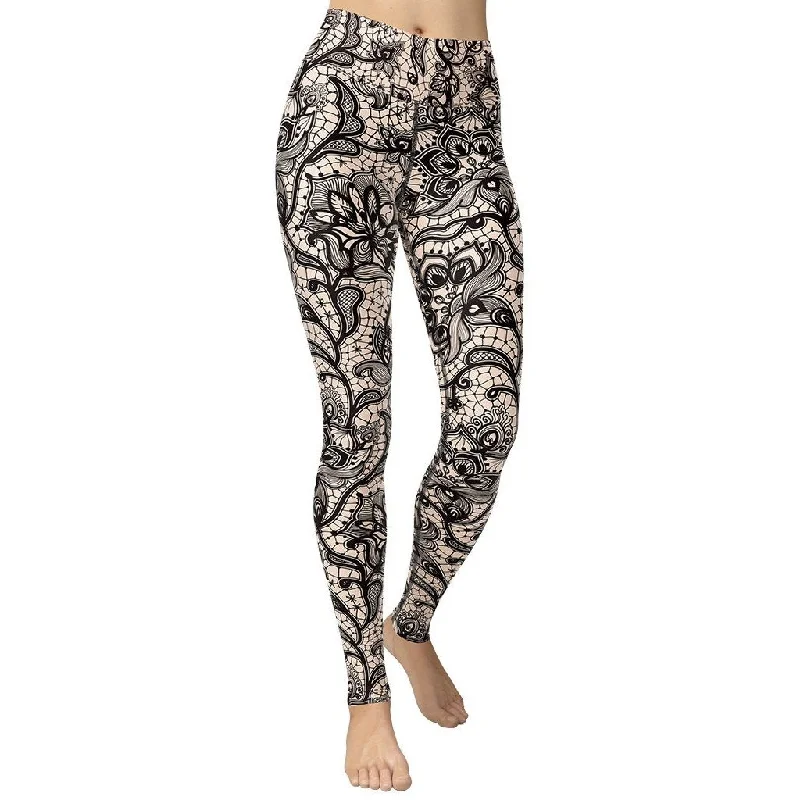 Weekend Specials to Love Flower Lace Print Yoga Leggings