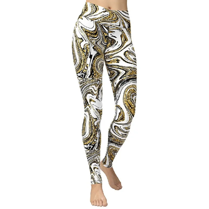 Year-End Clearance Glitter Print Marble Yoga Leggings
