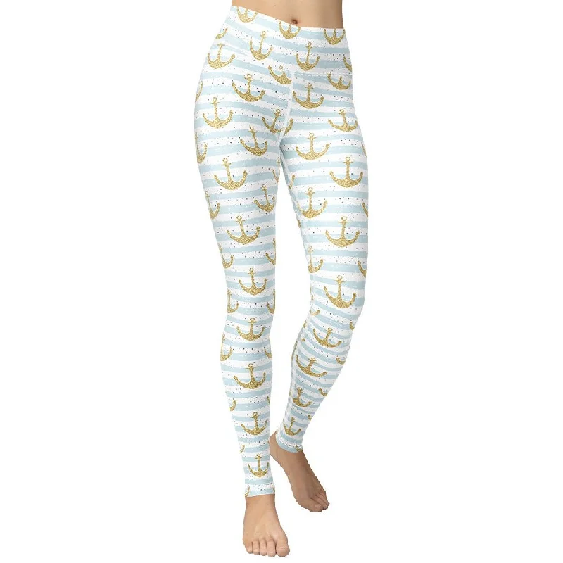 Weekend Deals You Can't Resist Glittery Anchor Yoga Leggings