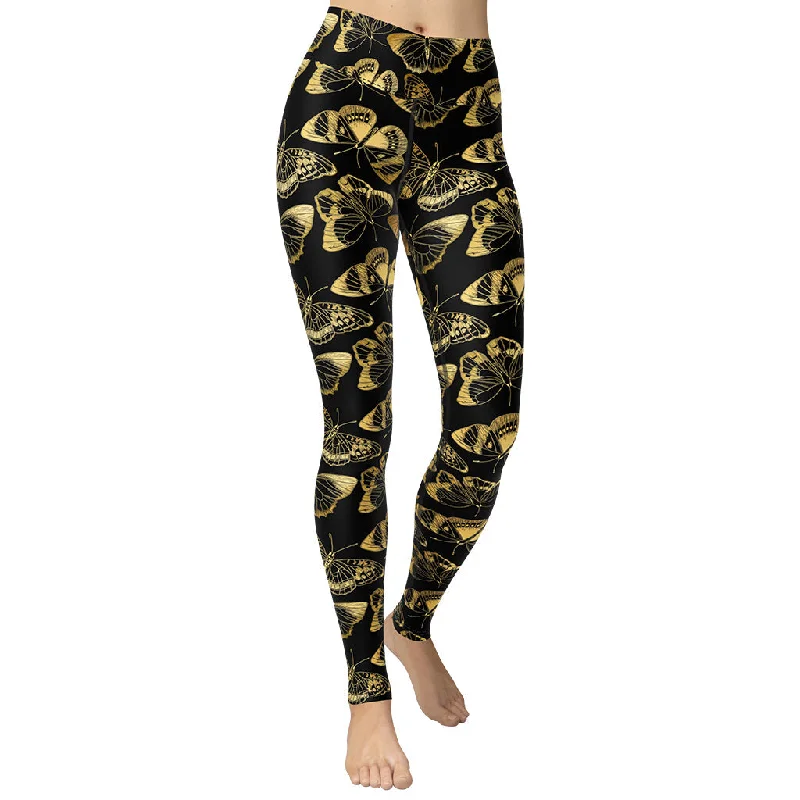 Pay Less Gold Butterfly Yoga Leggings