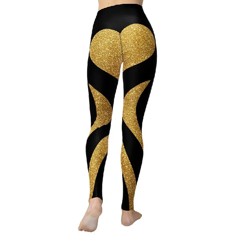 Today Only Gold Heart Shaped Yoga Leggings