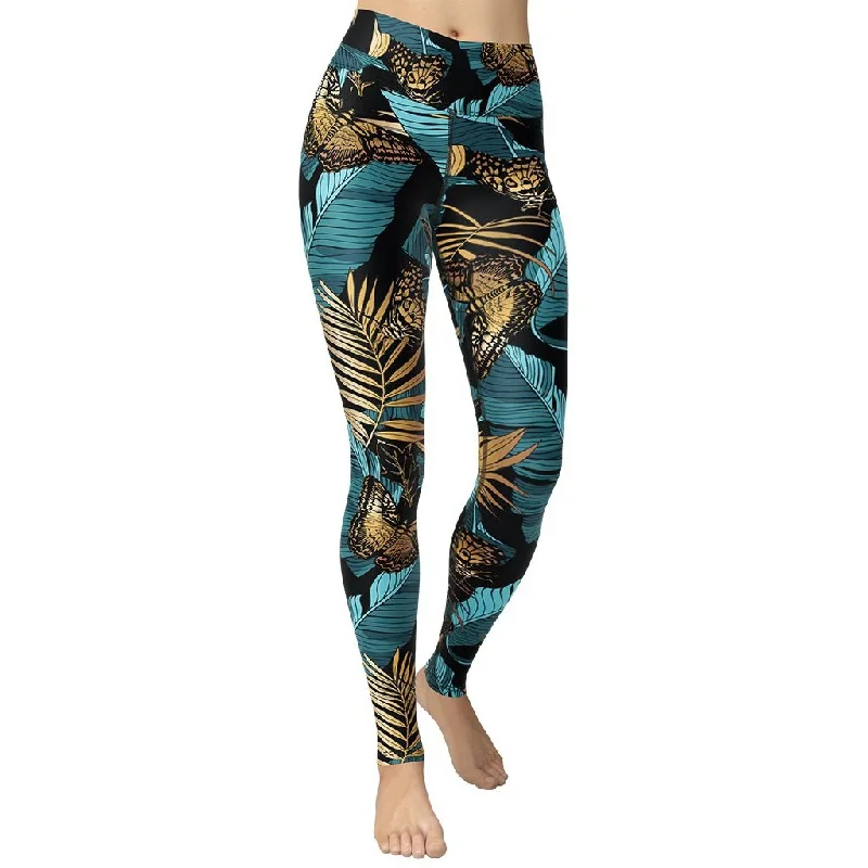 Weekend Offers That Amaze Golden Butterflies Yoga Leggings