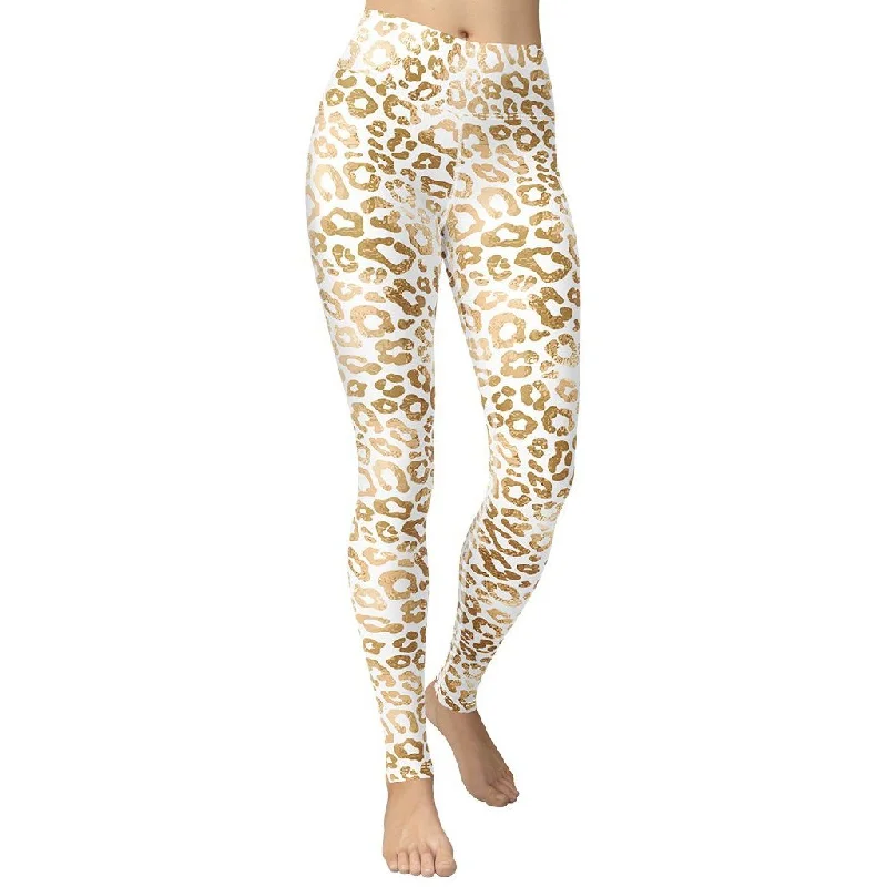Weekend Offers That Tempt Golden Leopard Print Yoga Leggings