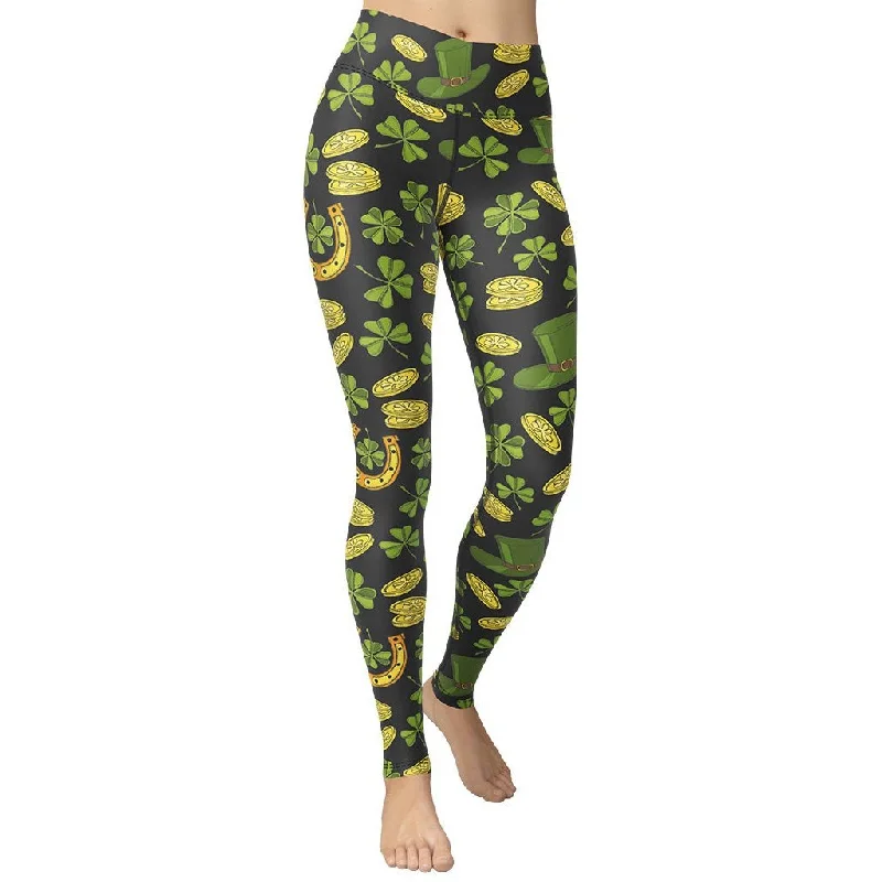 Weekend Shopping Made Better Happy St. Patrick's Yoga Leggings