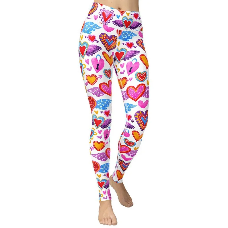 Weekend Bargains to Love Heart Pattern Yoga Leggings