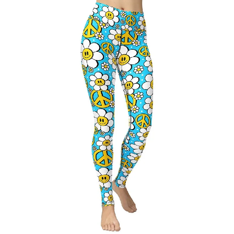 Weekend Deals That Please Hippie Flower Pattern Yoga Leggings