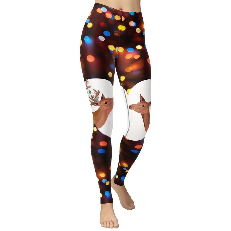Lowest Rates Reindeers in Love Christmas Yoga Leggings