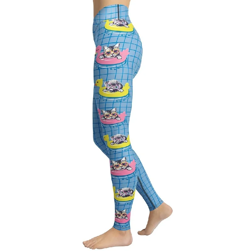 Weekend Bargains to Relish Kittens and Puppies in Floats Yoga Leggings