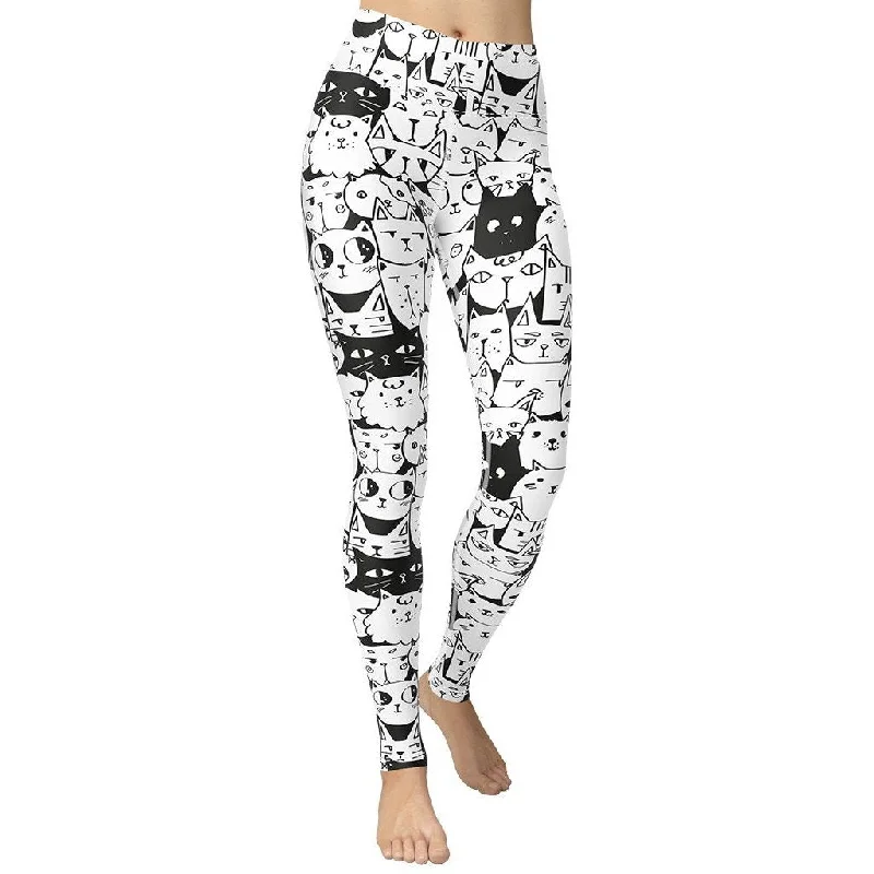 Weekend Offers That Shine Kitty Pattern Yoga Leggings