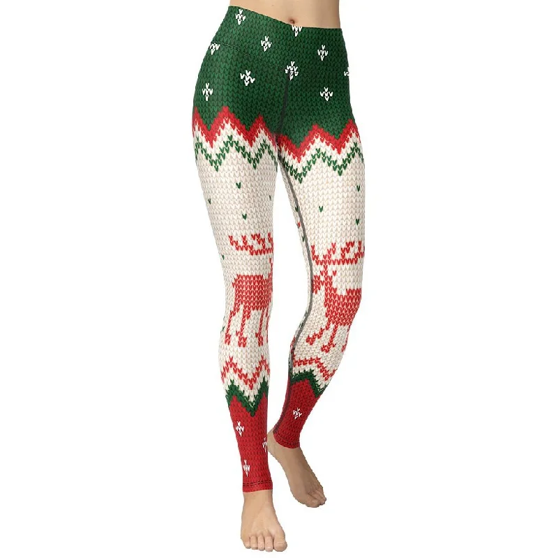 Big Deal Knitted Print Ugly Christmas Yoga Leggings
