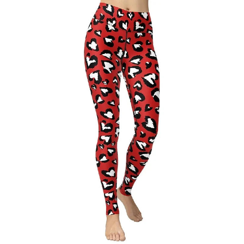 Weekend Bargains Just for You Leopard Hearts Yoga Leggings