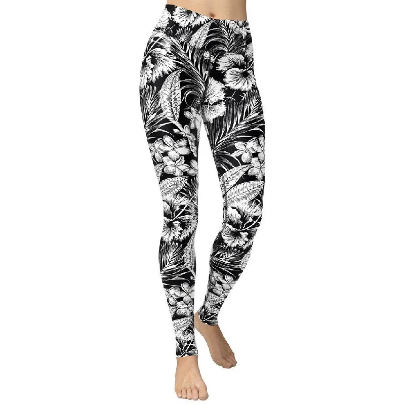 Fantastic Savings Monochrome Floral Yoga Leggings