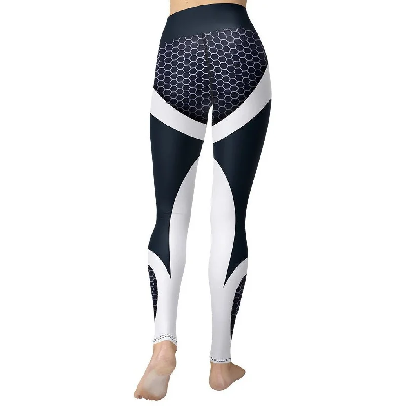 Weekend Deals That Spark Beehive Geometric Yoga Leggings Navy Blue