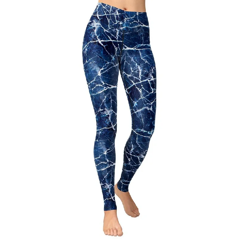 Weekend Deals That Thrill Navy Blue Marble Yoga Leggings