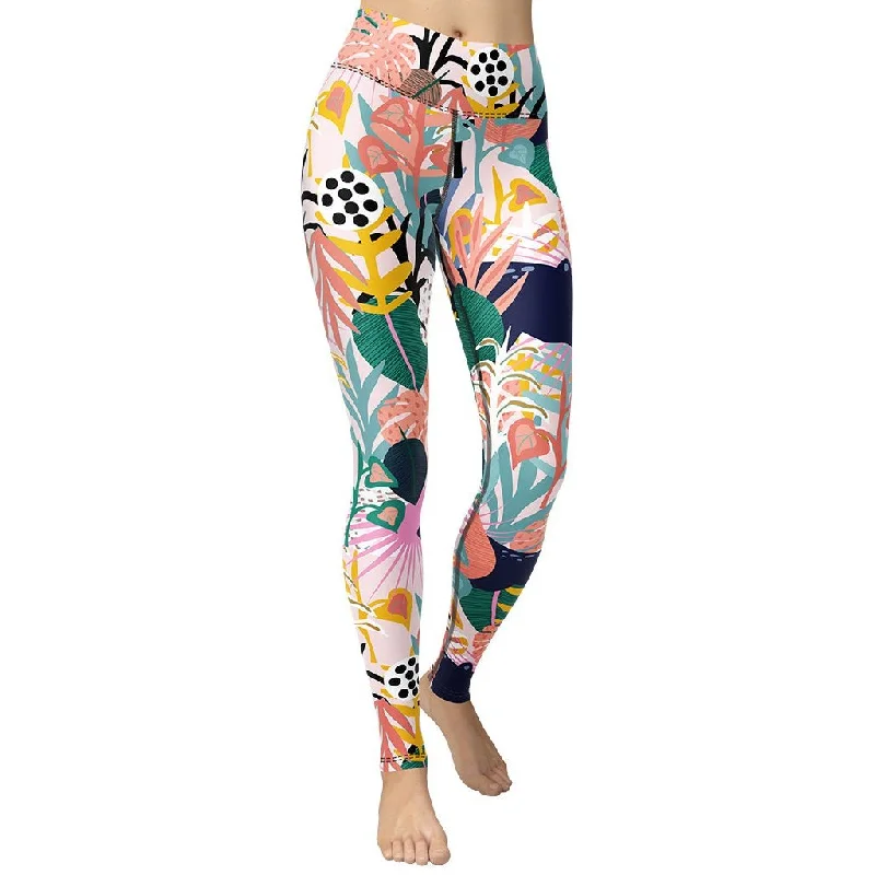 Great Deal Pastel Tropical Yoga Leggings