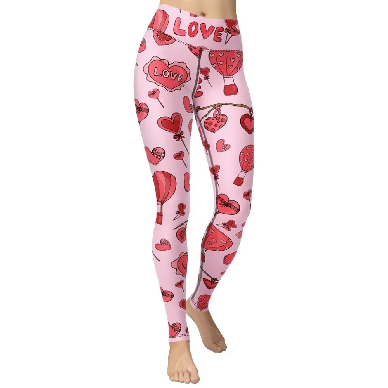 Weekend Discounts to Delight Pink Love Yoga Leggings