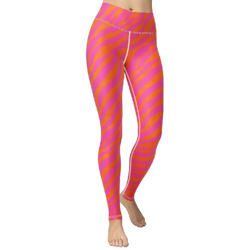 Extra Discount Pink & Orange Zebra Yoga Leggings