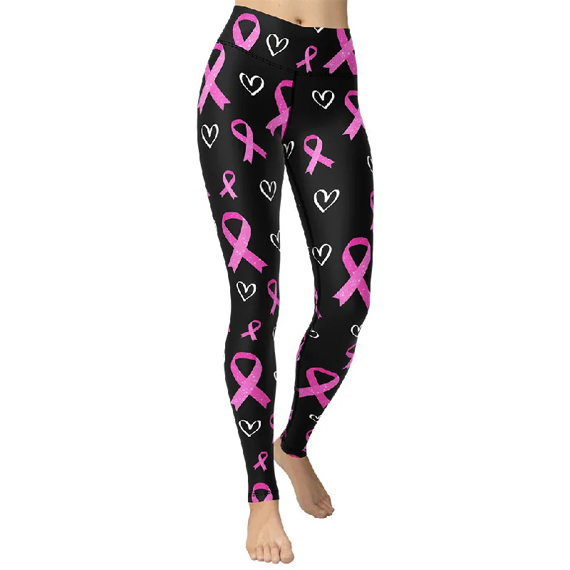 Time-Sensitive Pink Ribbon Yoga Leggings