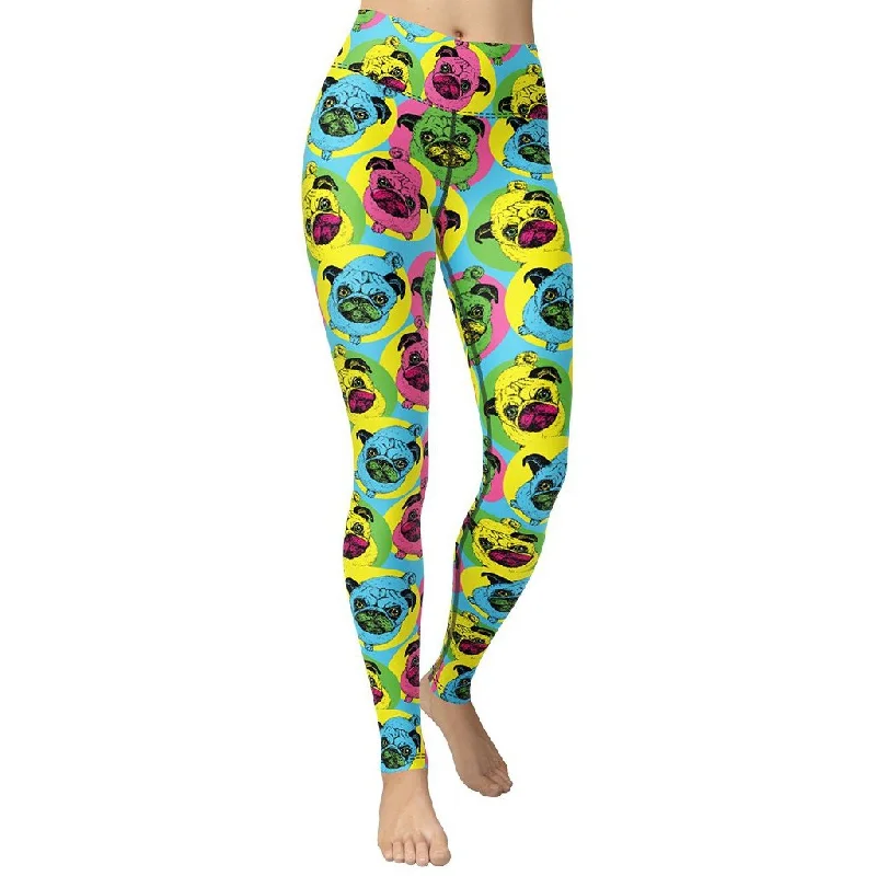 Pay Less Pop Art Pug Yoga Leggings