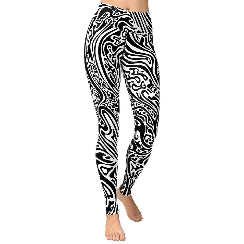 Weekend Bargains Await You Psychedelic Black & White Yoga Leggings