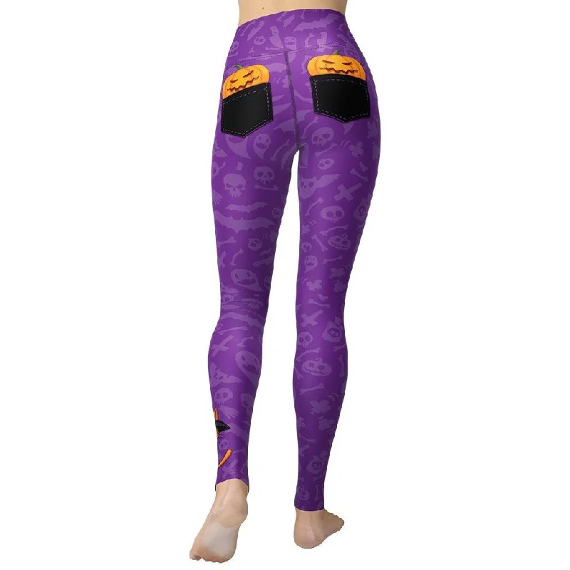 Steals and Deals Pumpkin Pocket Halloween Yoga Leggings
