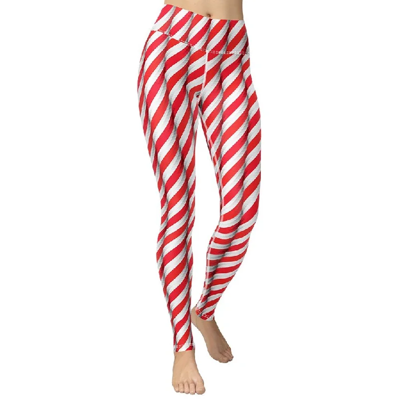 Early Bird Real Candy Cane Yoga Leggings