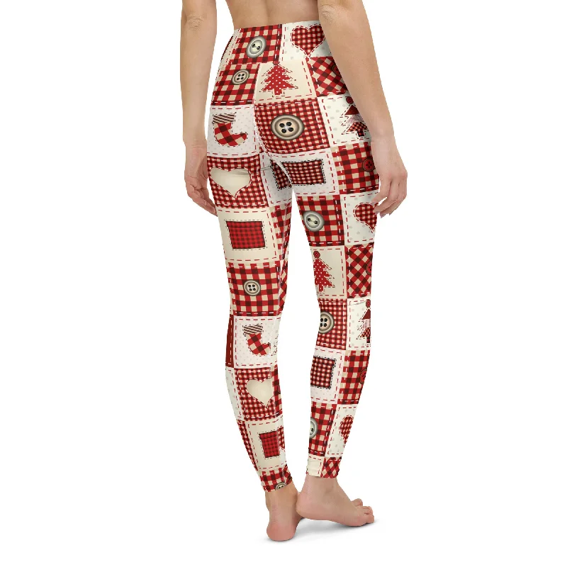 Weekend Offers That Sizzle Red Christmas Patchwork Yoga Leggings