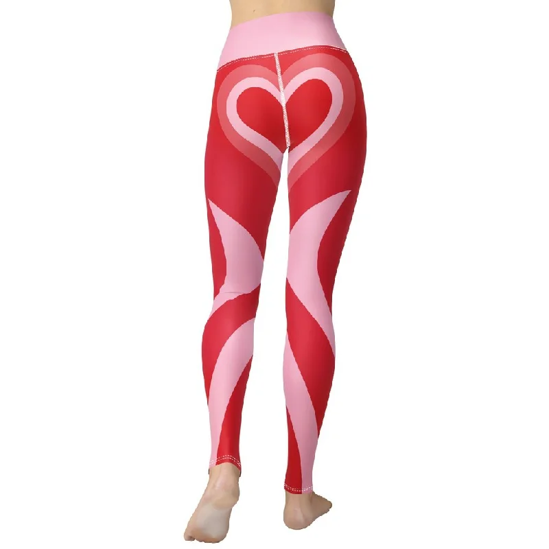 Don't Miss Out Red Heart Shaped Tunnel Yoga Leggings