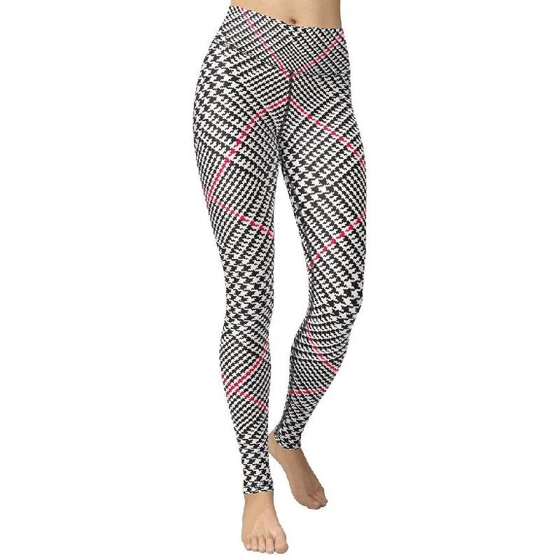 Weekend Special Red Houndstooth Plaid Yoga Leggings