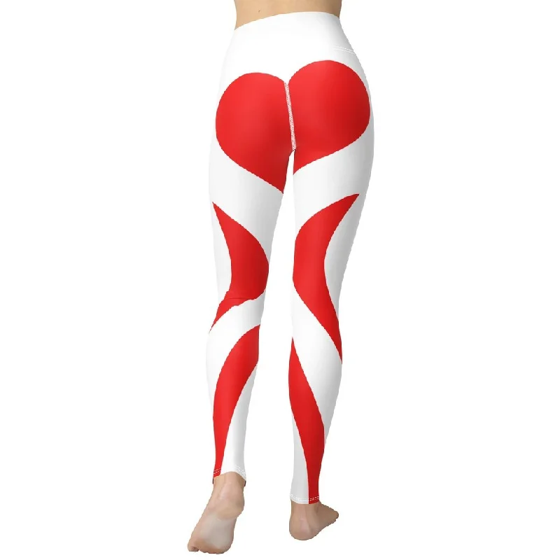 Weekend Savings Bonanza Red & White Heart Shaped Yoga Leggings