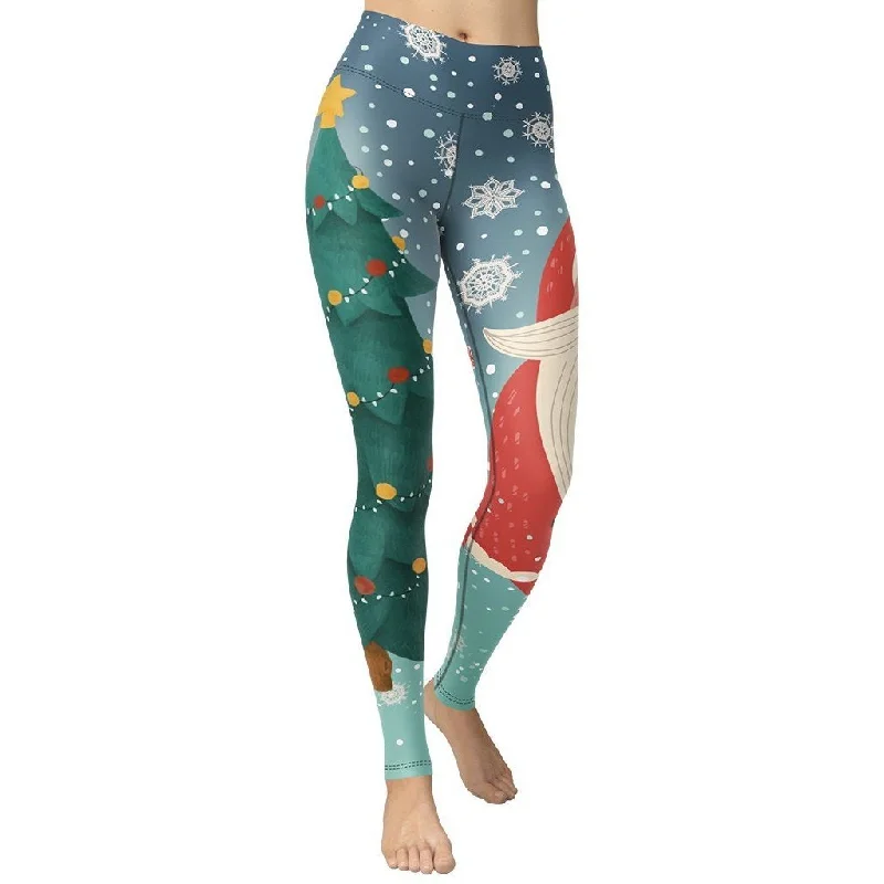 Midnight Sale Santa Christmas Tree Yoga Leggings
