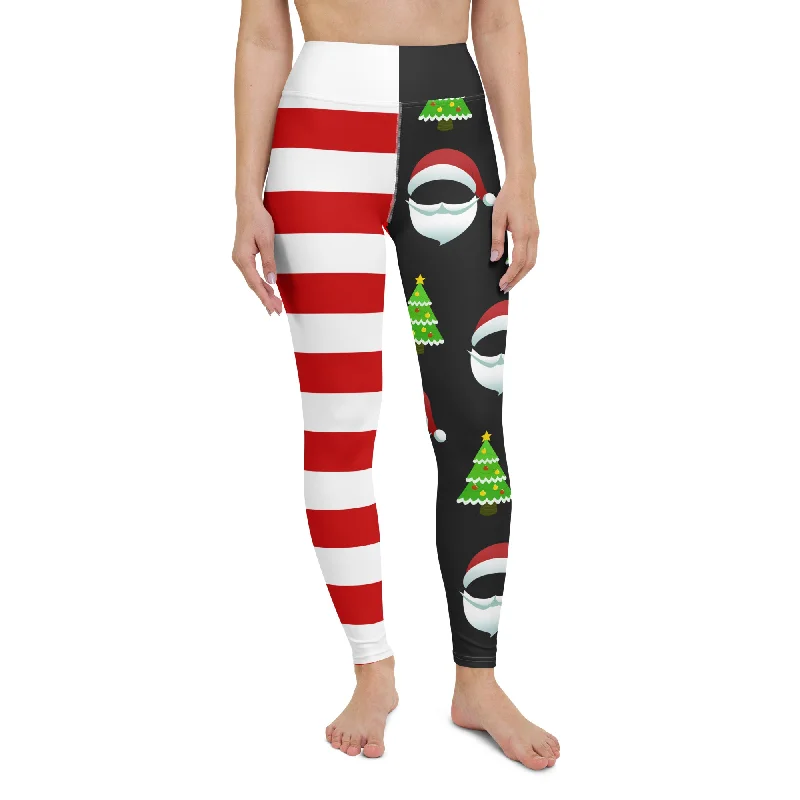 Weekend Savings Spectacular Santa Claus Stripes Yoga Leggings