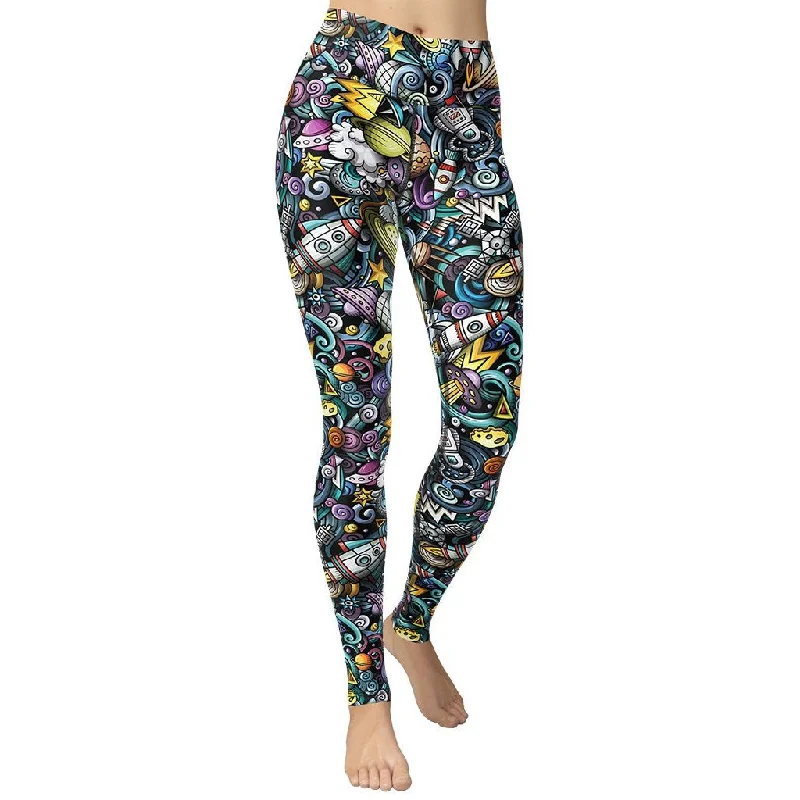 Weekend Bargains Galore Space Travel Yoga Leggings
