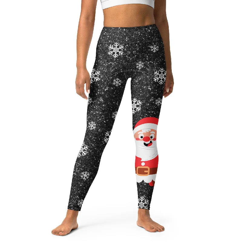 Weekend Discounts to Grab Sparkly Santa Print Yoga Leggings