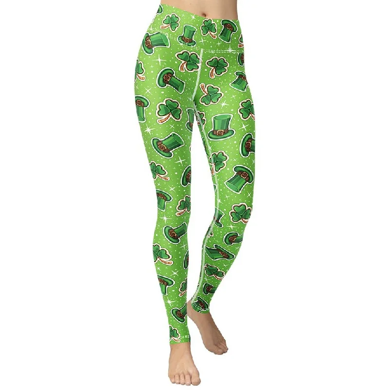 Act Fast St. Patrick Day Pattern Yoga Leggings