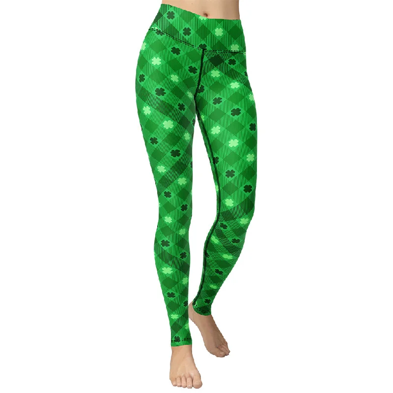 Deal of the Day St. Patrick's Day Plaid Yoga Leggings
