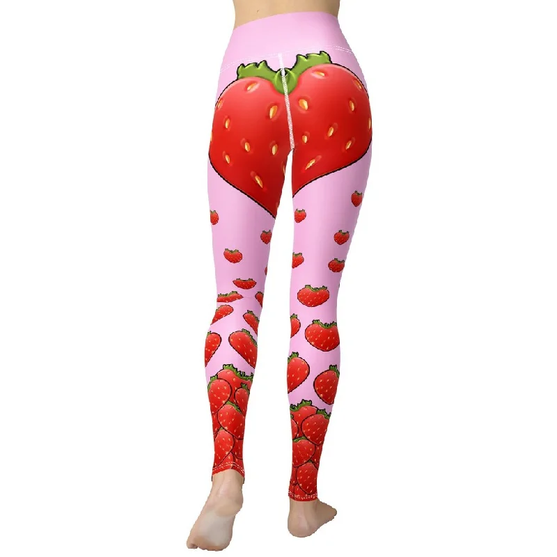 Weekend Offers That Impress Strawberry Heart Shaped Yoga Leggings