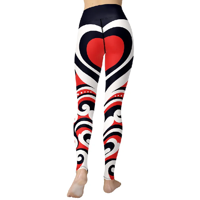 Hurry In Swirl Heart Shaped Yoga Leggings
