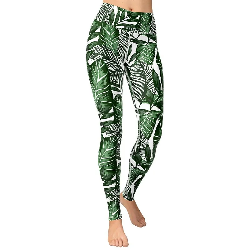 Weekend Savings Galore Tropical Green Yoga Leggings