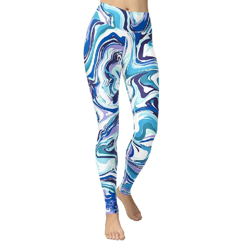 Markdown Sale Vibrant Blue Marble Yoga Leggings