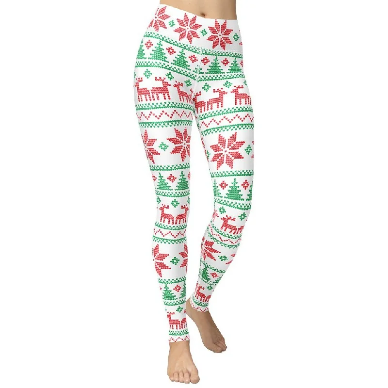 Weekend Savings Delight Vintage Knit Print Yoga Leggings