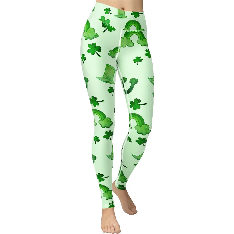Don't Delay Watercolor St. Patrick's Day Yoga Leggings