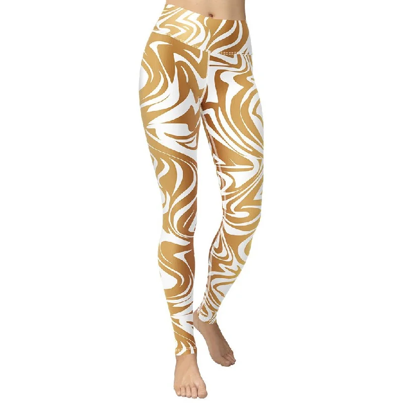 Shop and Save White & Gold Print Yoga Leggings