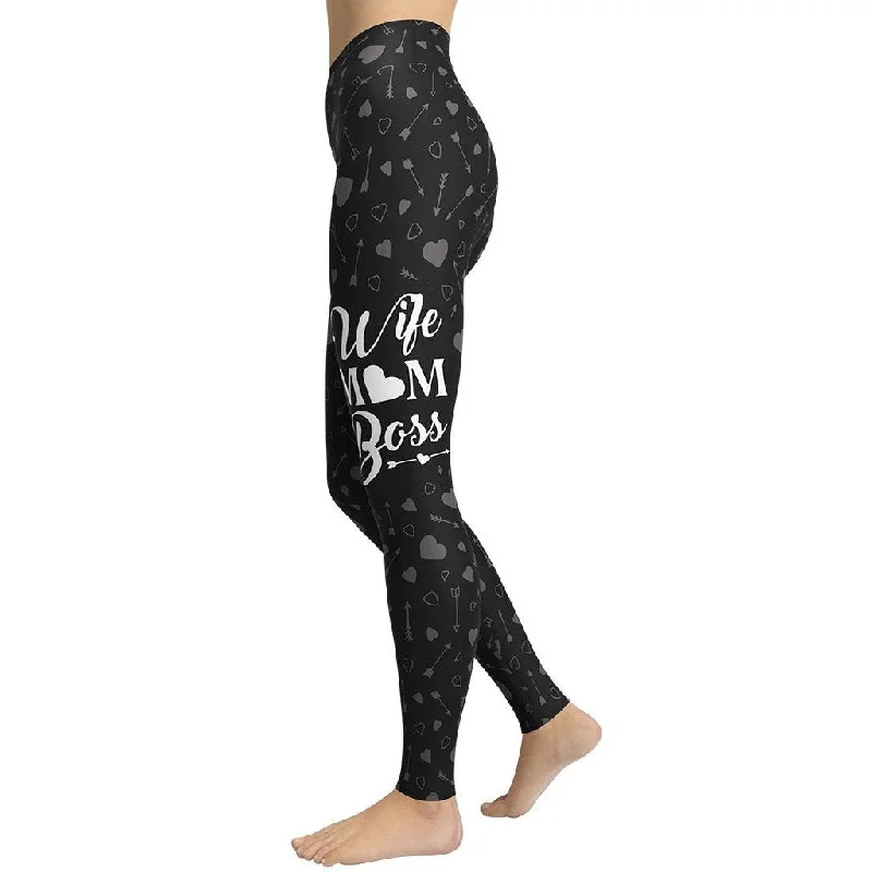 New Arrival Wife Mom Boss Yoga Leggings