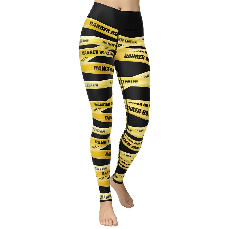 Crazy Deal Yellow Tape Yoga Leggings