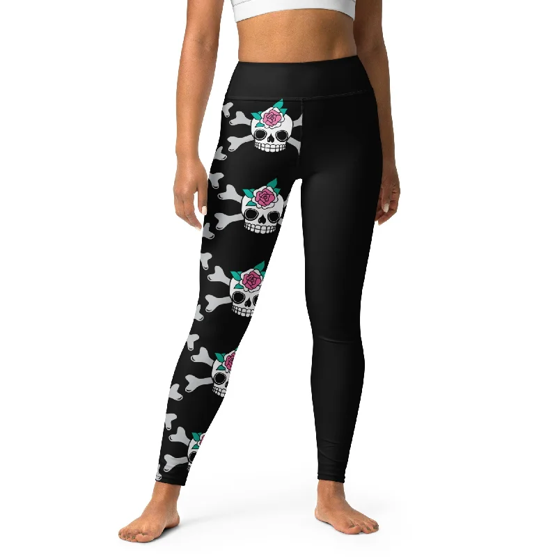 Time-Sensitive SKULLROSE black - Yoga Leggings